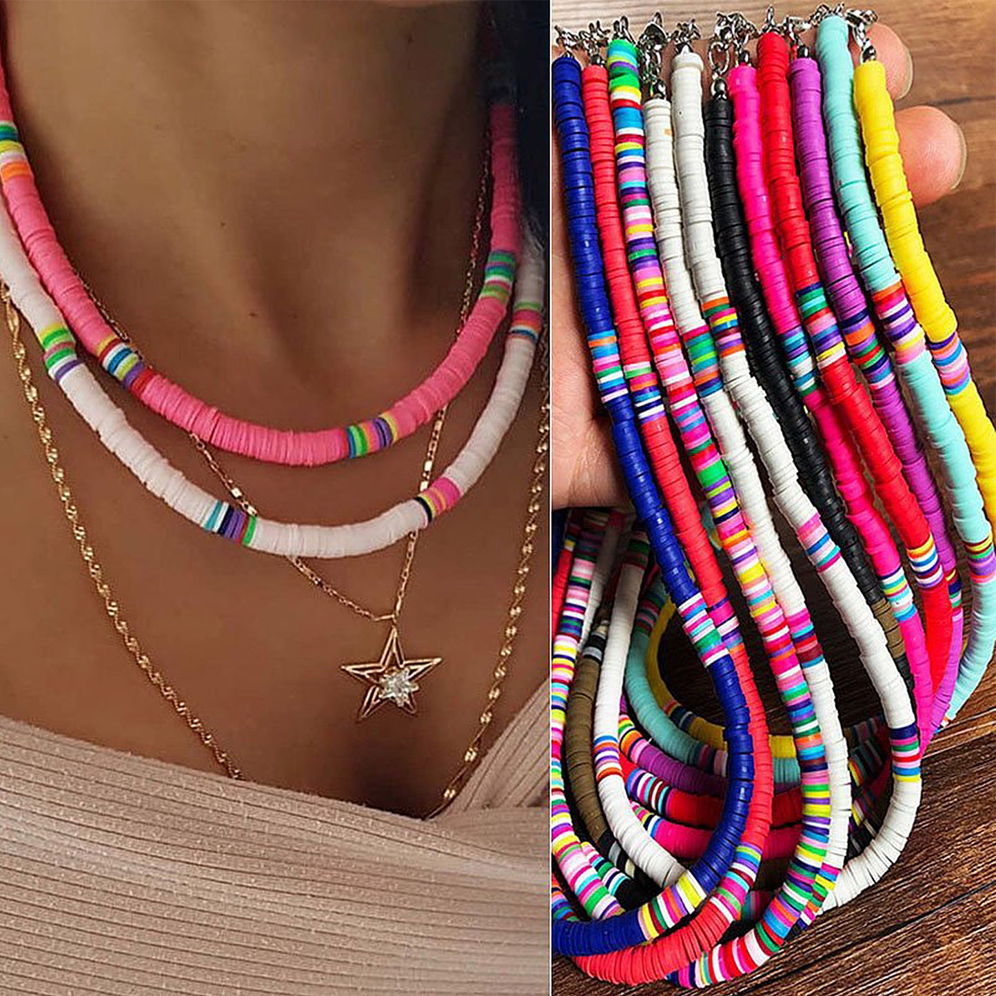 Koralakiri 7360Pcs Flat Clay Beads Kit 24 Colors 6mm, Letter Beads, Smiley Face Beads for DIY Bracelets Necklaces Earrings Jewelry Making Gift for Girls