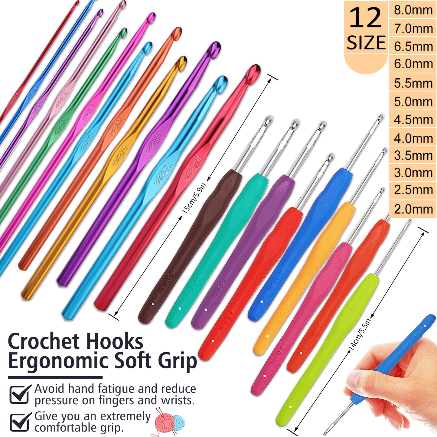 West Bay Crochet Kit for Beginners Adults Learn to Crochet Set, Crocheting Kit, 1500 Yards Crochet Yarn, Crochet Hook Set, Crochet Accessories and Supplies