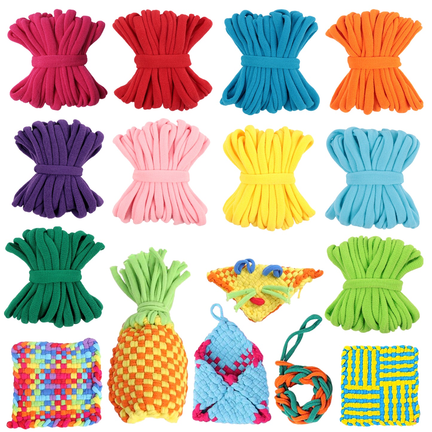 CandWuom Weaving Loom Loop Refills,7 Inch 800 Pcs Loom Refill Loops in 10 Vibrant Colors, Potholder Loops, Craft for Kids and Adults Flexible Potholder Rainbow Knitting