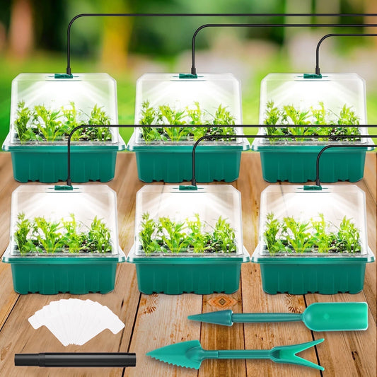 KORALAKIRI 72 Cells Seed Starter Tray with Grow Light, Seed Starter Kit with High Dome, Seed Starting Trays Plant Starter Kit for Seeds Growing