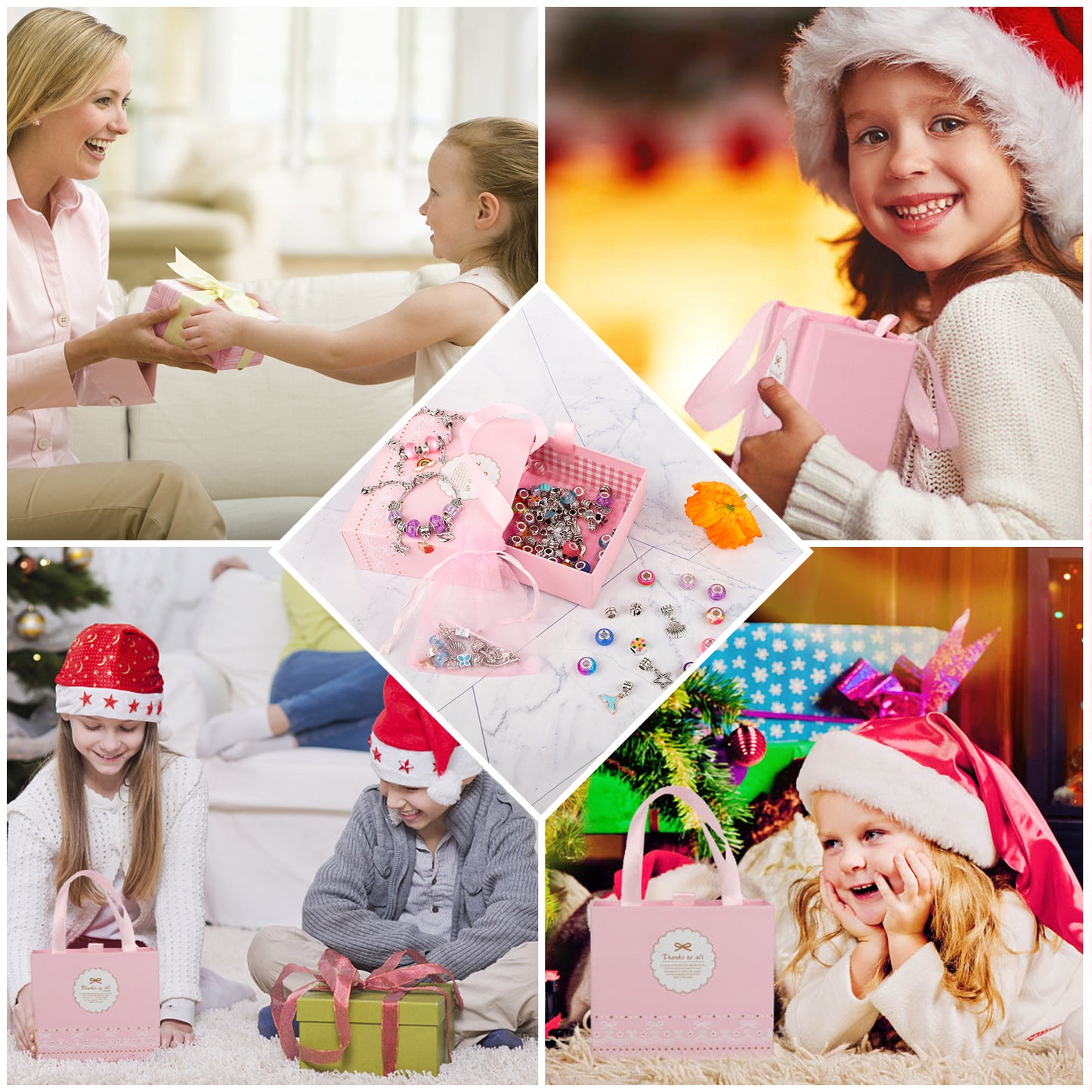 CandWuom 91 Pcs Charms Bracelets Making Kit Including Snake Chains, DIY Gift for Kids, Jewelry Making Supplies for Arts and Crafts for Teen Girls Ages 6-12