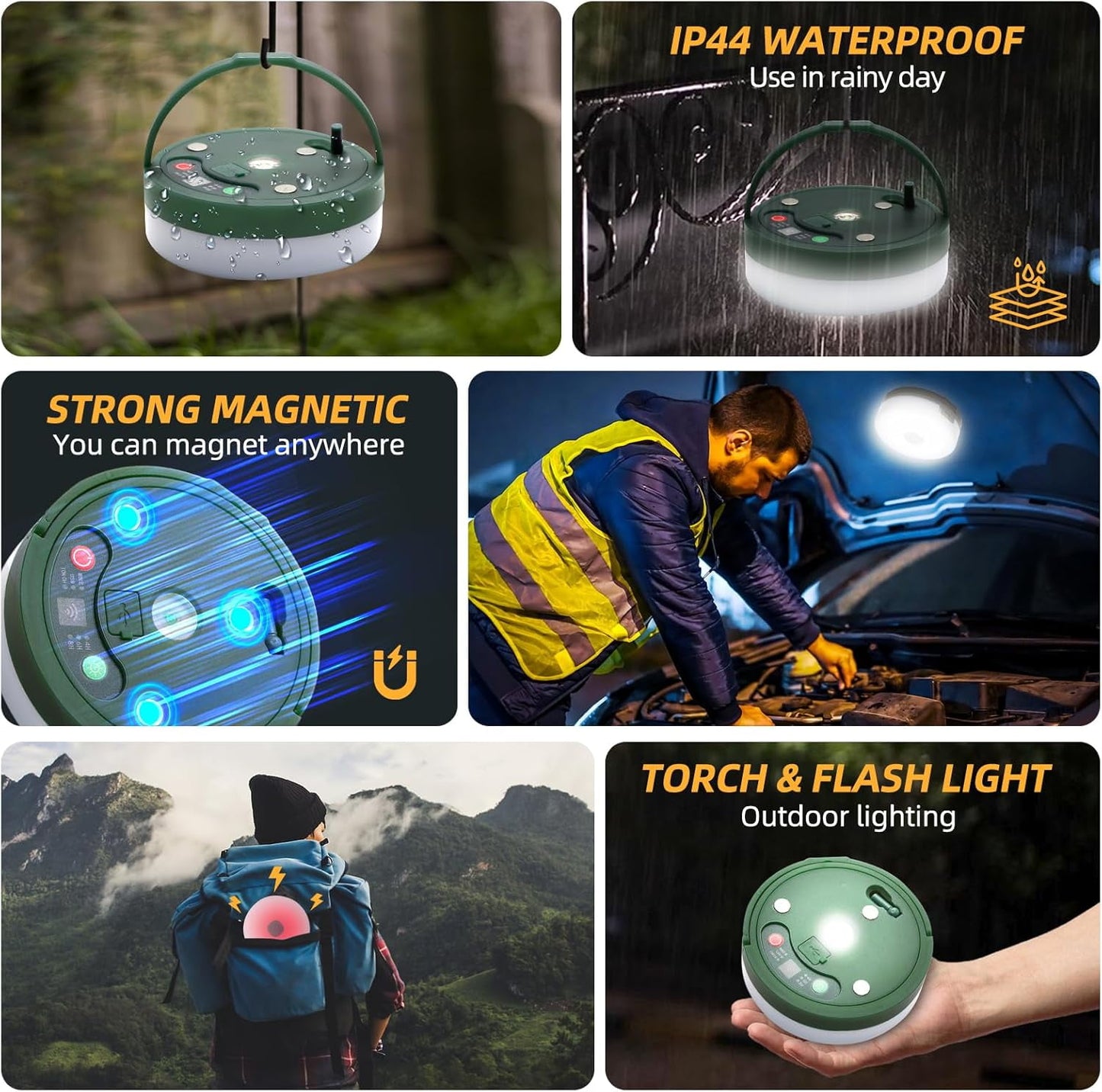 CandWuom Camping Lights, Outdoor Camping String Lights with 9 Lighting Modes, 32.8FT USB Rechargeable with Remote Control, IPX4 Waterproof Portable Warm Lights for Tent, Yard, Hiking & Decoration