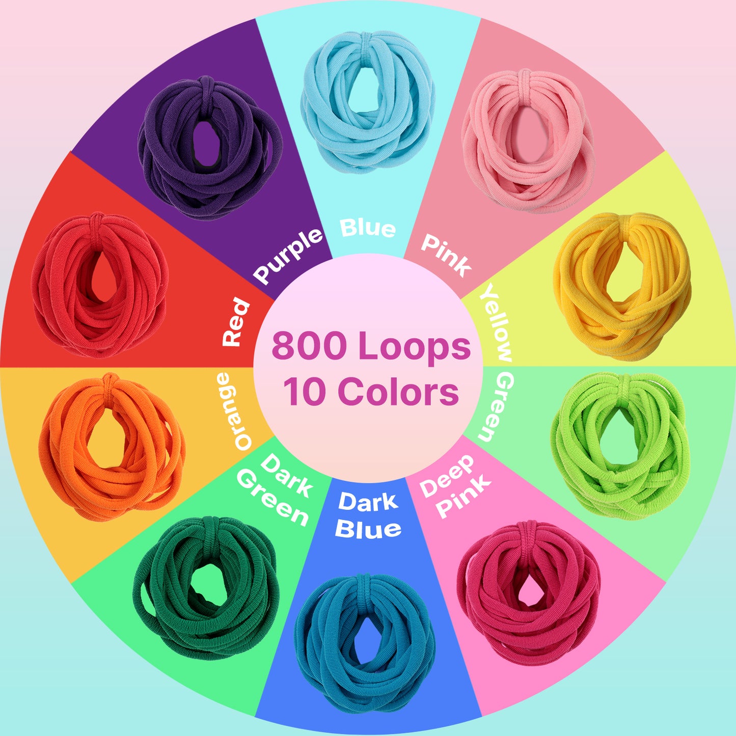 CandWuom Weaving Loom Loop Refills,7 Inch 800 Pcs Loom Refill Loops in 10 Vibrant Colors, Potholder Loops, Craft for Kids and Adults Flexible Potholder Rainbow Knitting