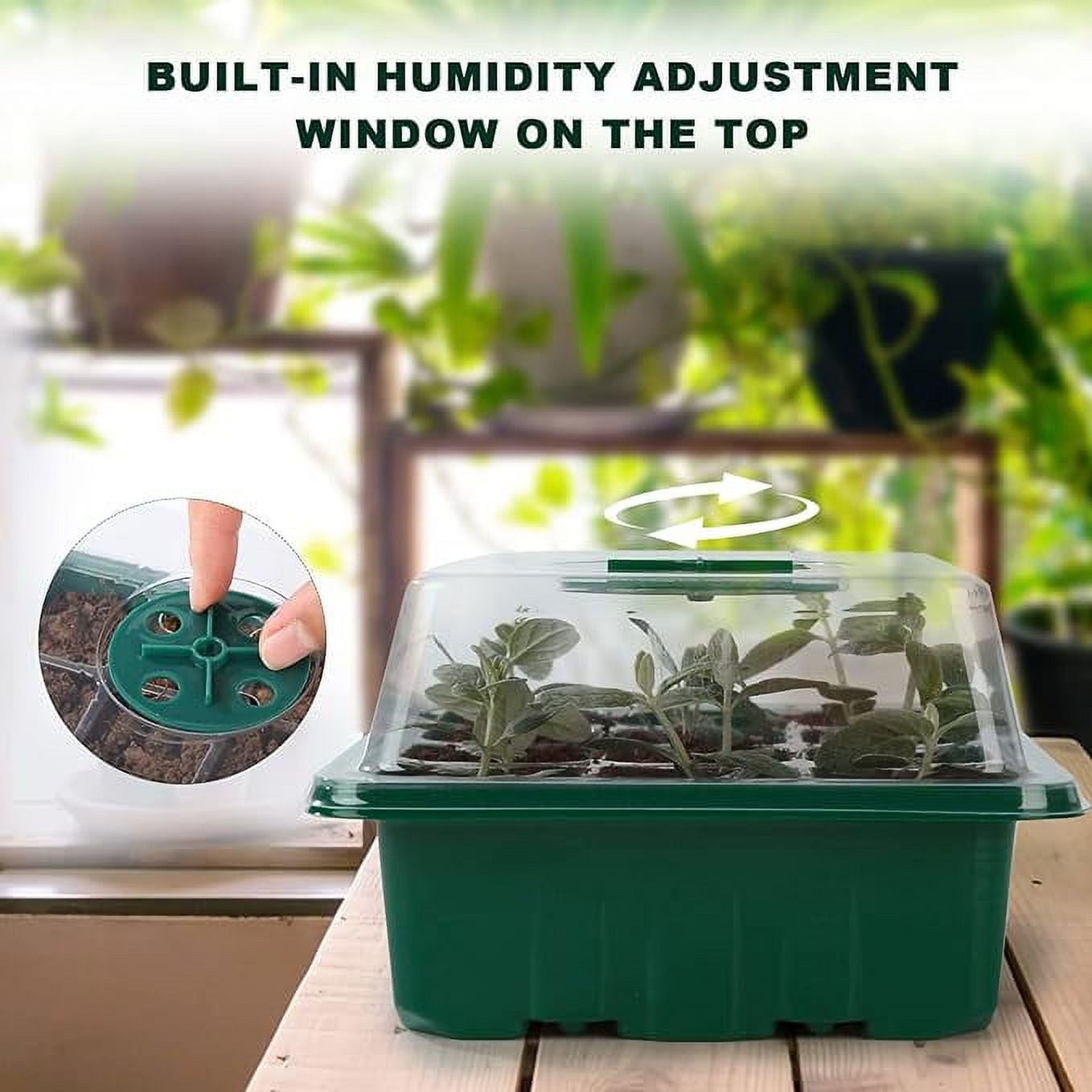 KORALAKIRI 12 Packs Seed Starter Trays (144 Cells), Seed Start Kit with Humidity Dome, Seed Starting Trays Plant Starter and Base Mini Greenhouse