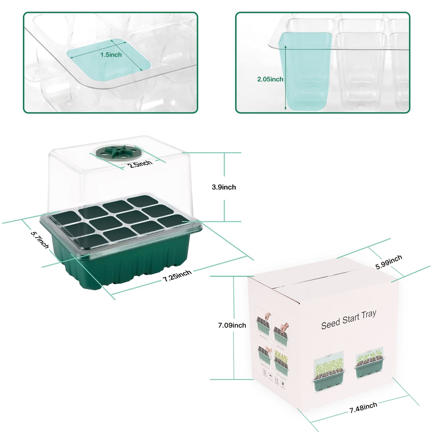 KORALAKIRI 72 Cells Seed Starter Tray with Grow Light, Seed Starter Kit with High Dome, Seed Starting Trays Plant Starter Kit for Seeds Growing