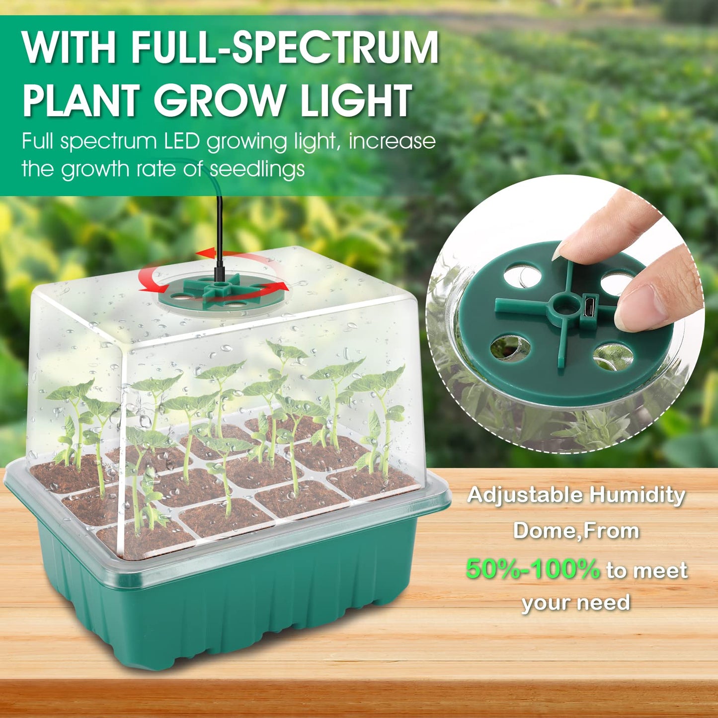 KORALAKIRI 72 Cells Seed Starter Tray with Grow Light, Seed Starter Kit with High Dome, Seed Starting Trays Plant Starter Kit for Seeds Growing