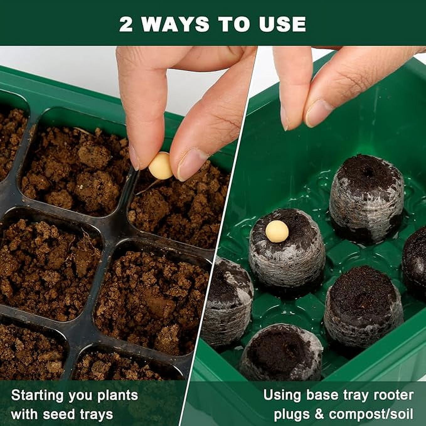 KORALAKIRI 12 Packs Seed Starter Trays (144 Cells), Seed Start Kit with Humidity Dome, Seed Starting Trays Plant Starter and Base Mini Greenhouse
