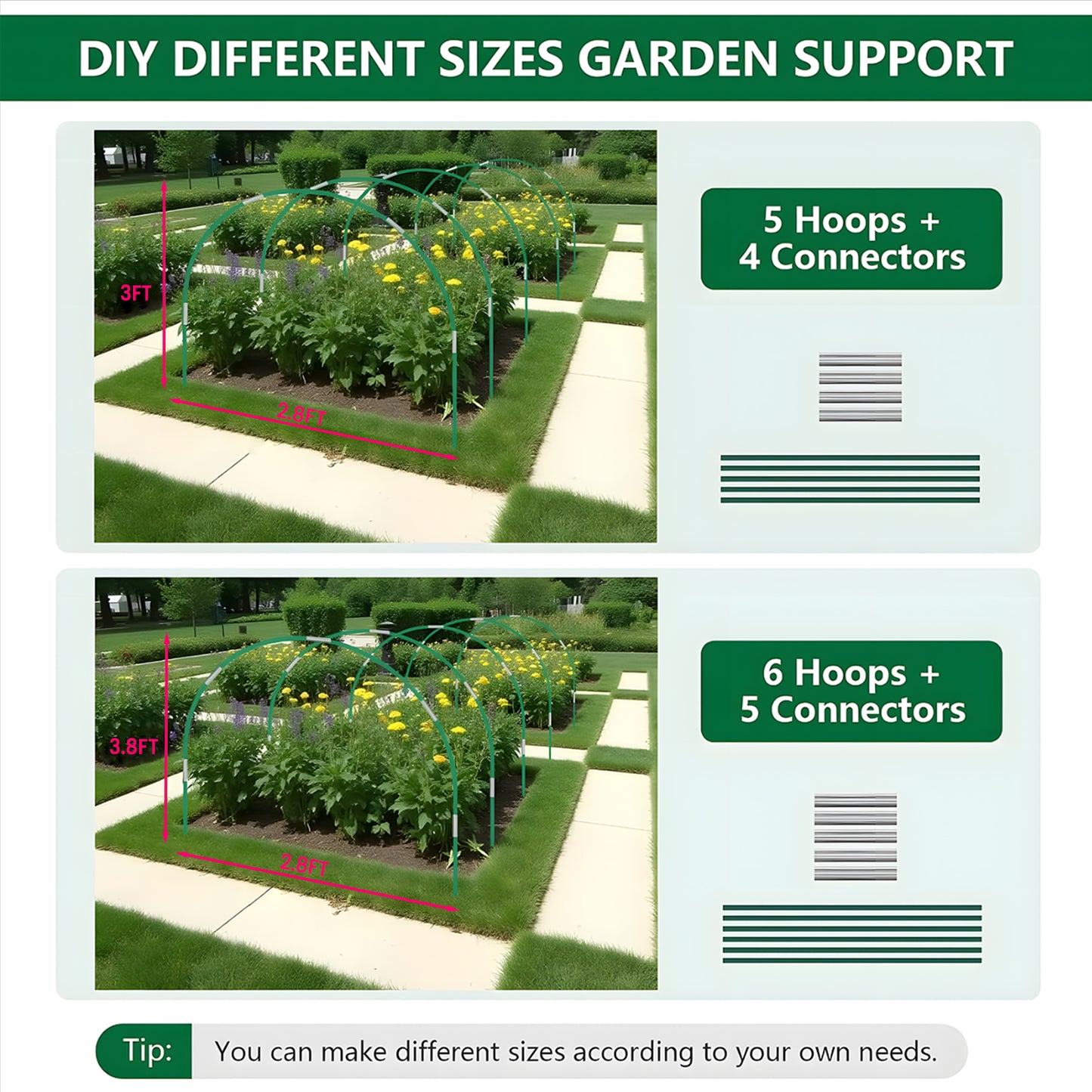 KORALAKIRI Garden Netting Kit, 10x33FT Ultra Fine Mesh Netting, 6 Sets of Fiberglass Garden Hoops for Raised Beds, Vegetable Plants Fruits Tree Flowers Birds Animals Barrier