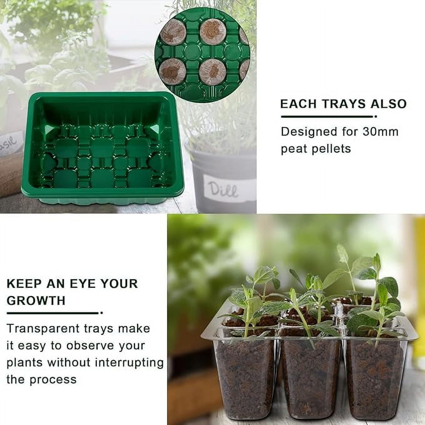 KORALAKIRI 12 Packs Seed Starter Trays (144 Cells), Seed Start Kit with Humidity Dome, Seed Starting Trays Plant Starter and Base Mini Greenhouse