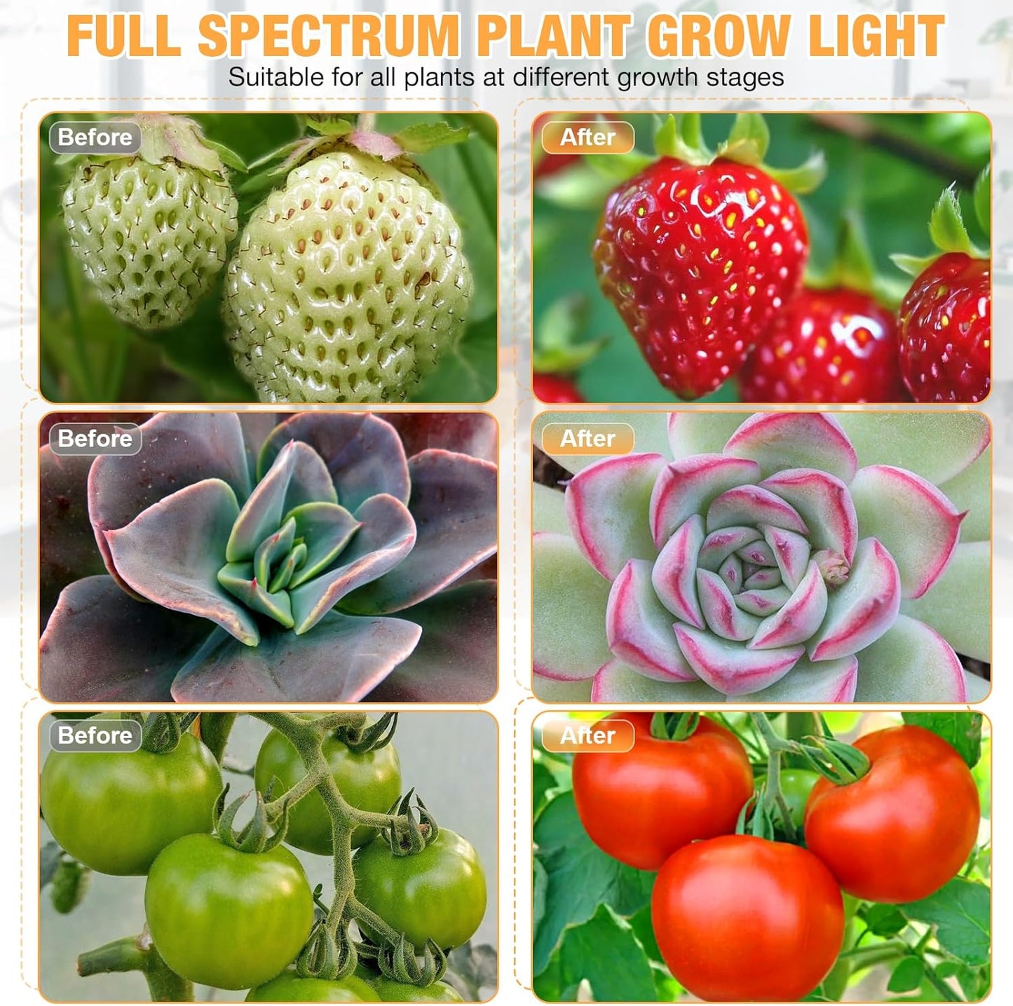 KORALAKIRI 2 Pack Grow Lights for Indoor Plant, Red Blue White Full Spectrum LED Plant Lights for Indoor Growing with Clamp for Seed Starting 2 Heads
