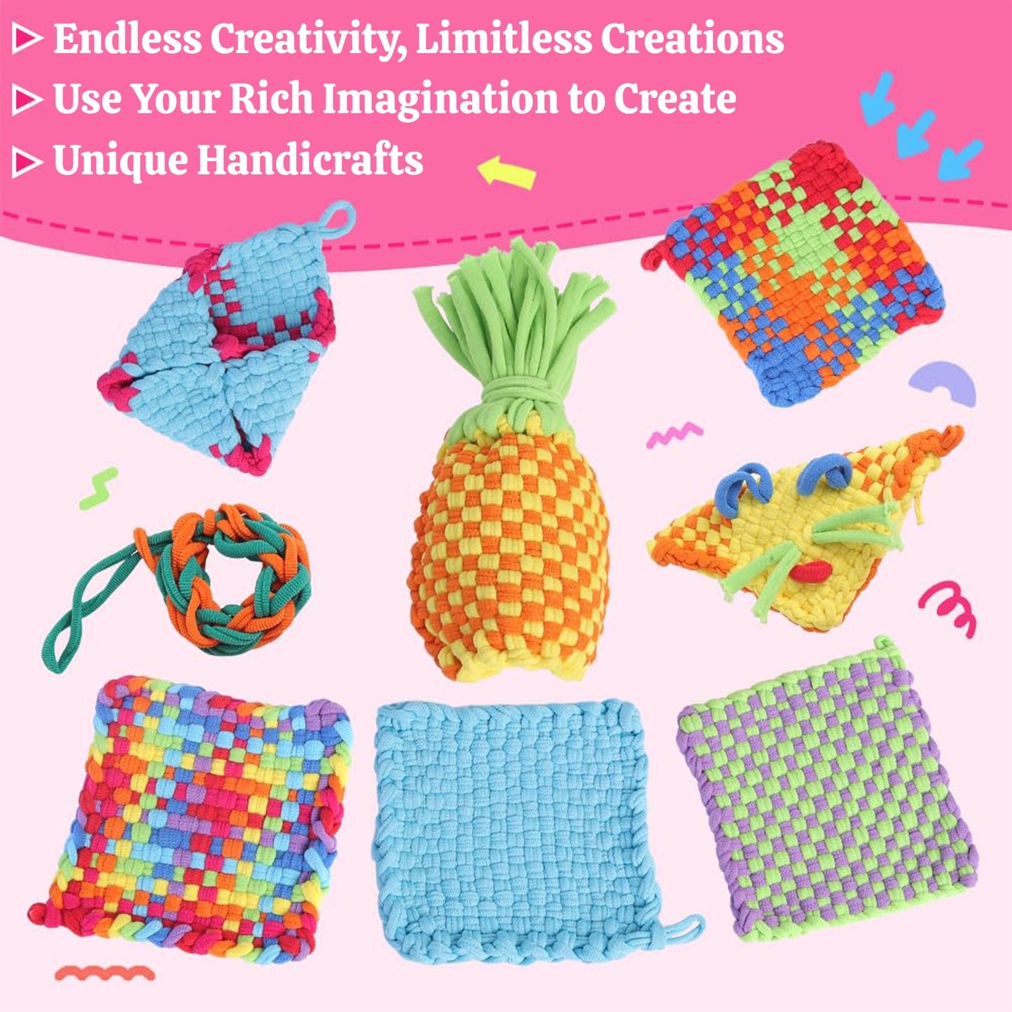 CandWuom Weaving Loom Loop Refills,7 Inch 800 Pcs Loom Refill Loops in 10 Vibrant Colors, Potholder Loops, Craft for Kids and Adults Flexible Potholder Rainbow Knitting