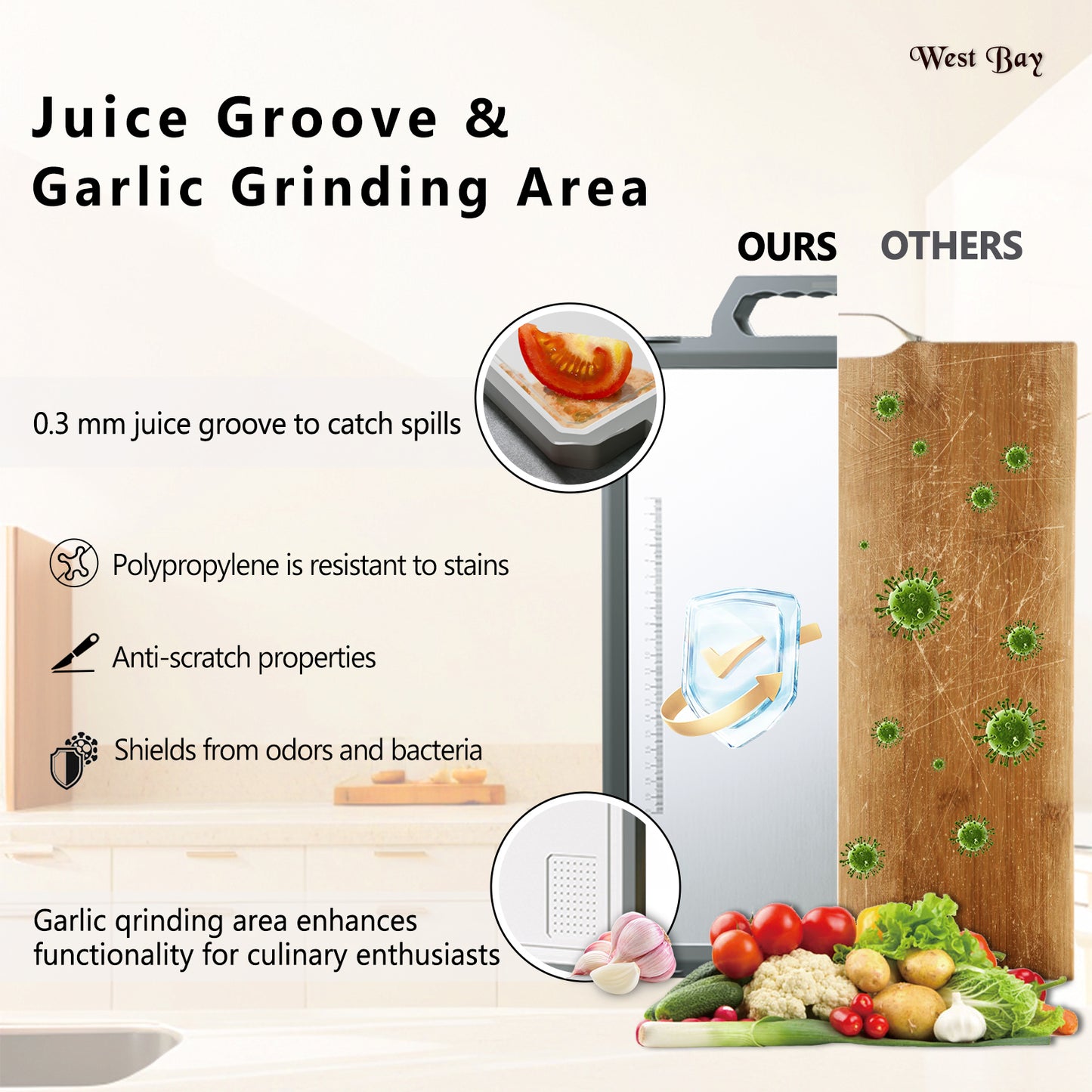 West Bay Stainless Steel Glass Cutting Board - Large 17 x 12 Inch Cutting Board with Handle & Knife Sharpener | Dishwasher Safe Double-Sided Chopping Board, Non-Slip PP Base by West Bay