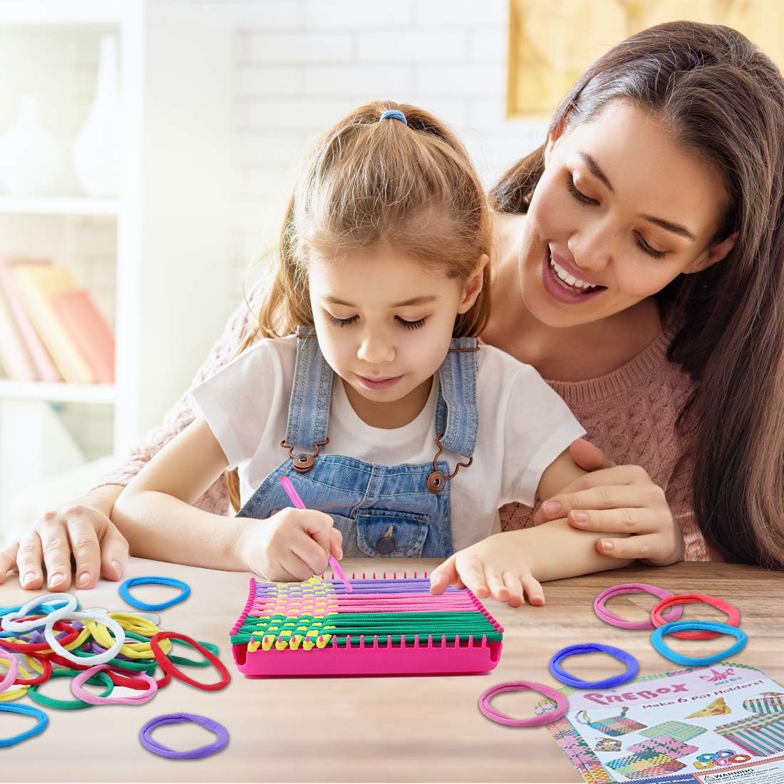 CandWuom Weaving Loom Kit Toys for Kids, Potholder Loops Crafts for Girls Ages 6 7 8 9 10 11 12, 7" Pot Holder Loom Knitting Kits and Gifts for Kids and Beginners