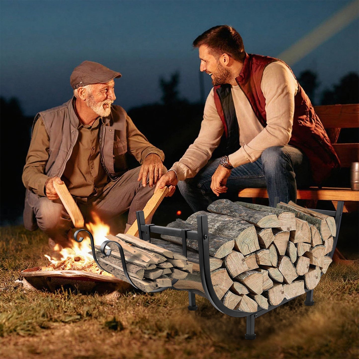 KORALAKIRI Firewood Rack Outdoor 30in, Indoor Firewood Storage and Firewood Rustproof Holder, Stable Log Holder and Fireplace Decor Organizer