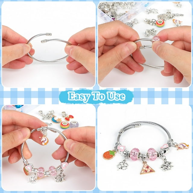 CandWuom Charms Bracelet Making Kit for Girls, Jewelry Making Kit Toys for Teen Girls Birthday Gifts, Crafts for Girls Ages 8-12