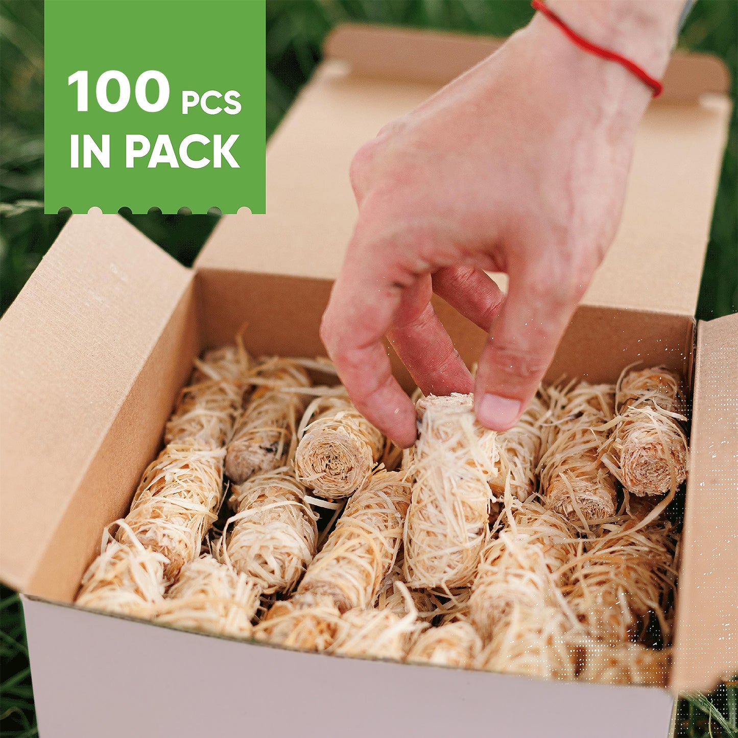 KORALAKIRI Fire Starter 100pcs Natural Charcoal Fire Starters for Outdoor Campfires,Fireplace,Grill, BBQ, Woodstove-Waterproof & Weather-Resistant Firestarter