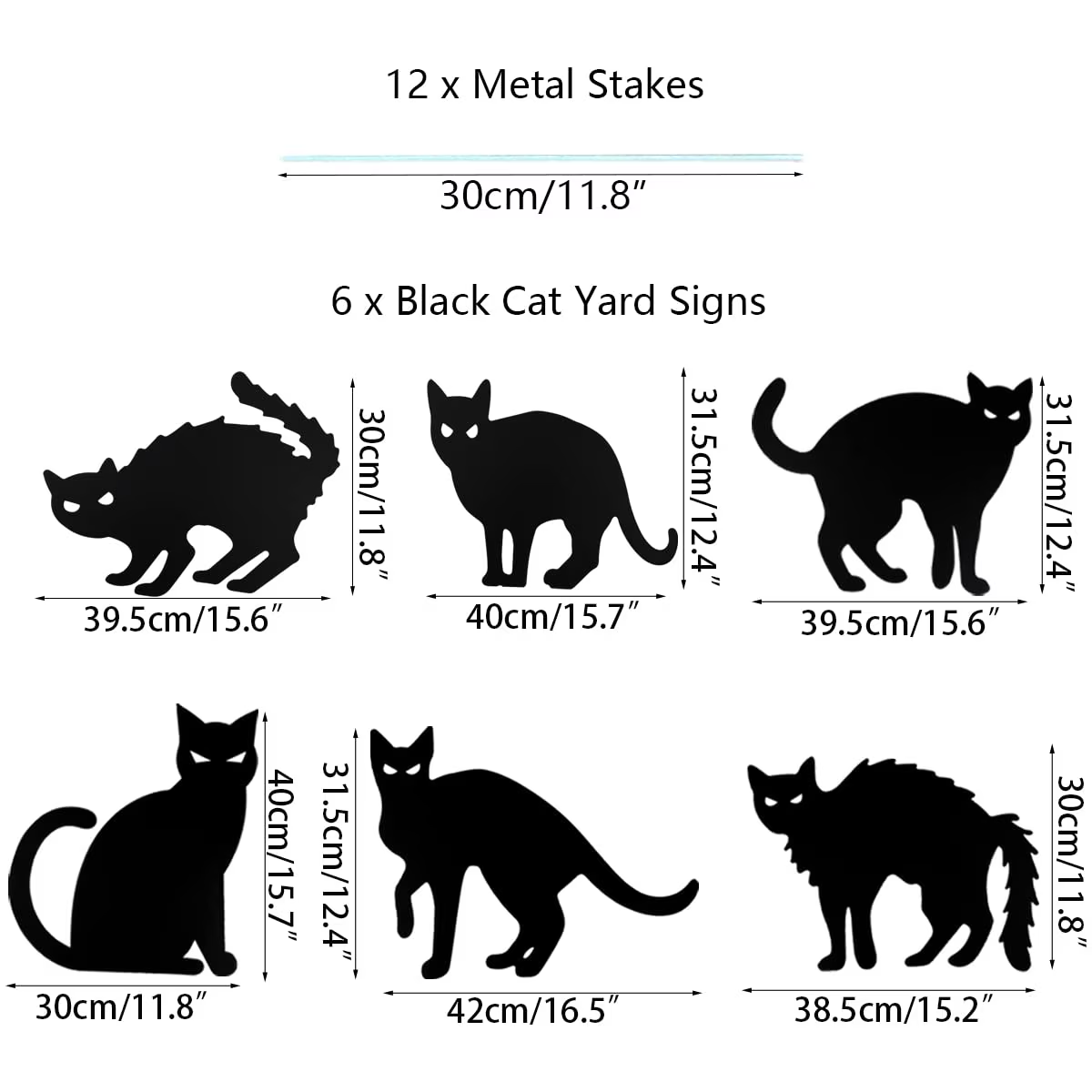 KORALAKIRI 6 pack Halloween Decorations Outdoor, Black Cat with Reflective Eyes for Garden Lawn,Halloween Yard Signs Stakes Scare Cat for Outdoor