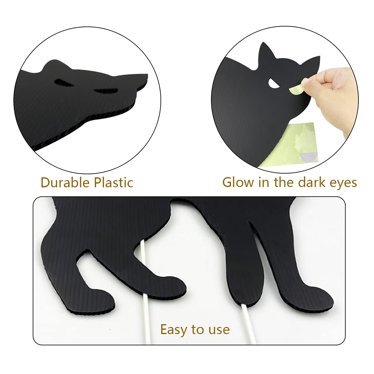 KORALAKIRI 6 pack Halloween Decorations Outdoor, Black Cat with Reflective Eyes for Garden Lawn,Halloween Yard Signs Stakes Scare Cat for Outdoor