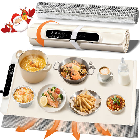 KORALAKIRI Food Heating Pad, Warming Mat for Food with Heat-Resistant Pad, 26×15 In Food Warmer Mat, One-touch heating Foldable Electric Warming Tray for Buffets, Party, Gatherings and Home