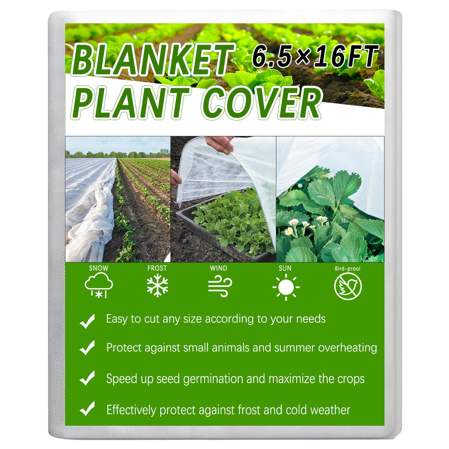 KORALAKIRI Plant Covers Freeze Protection, 6.5x16FT Frost Cloth Plant Freeze Protection, Reusable Winter Floating Row Covers for Raised Beds Vegetables Insect