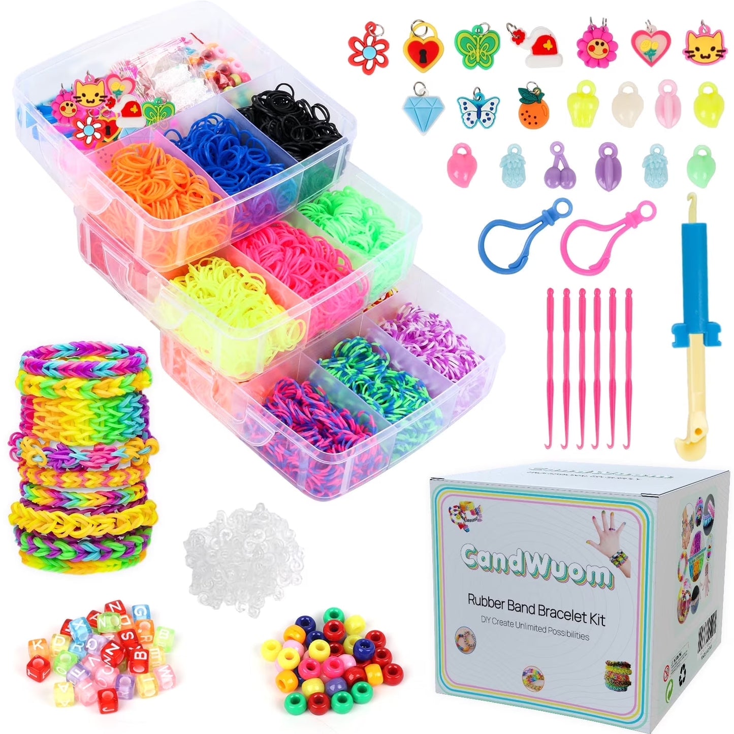 CandWuom 5000+ Rubber Bracelet Making Kit for Kids, Refill Loom Set, Friendship Bracelets Kits, Birthday Gift for Girls Ages 6+