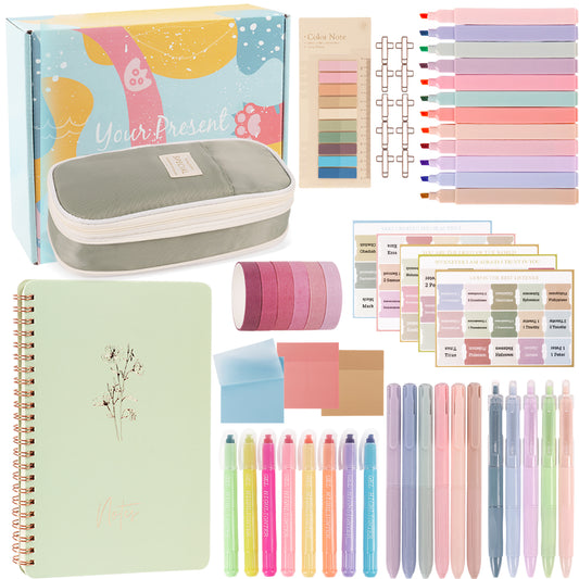 KORALAKIRI 33Pcs Bible Journaling Kits, Bible Study Supplies with Bible Case, No Bleed Highlighter Pens, Bible Journal Accessories, Cute Spiral Notebook Stationary Set for Women Gifts