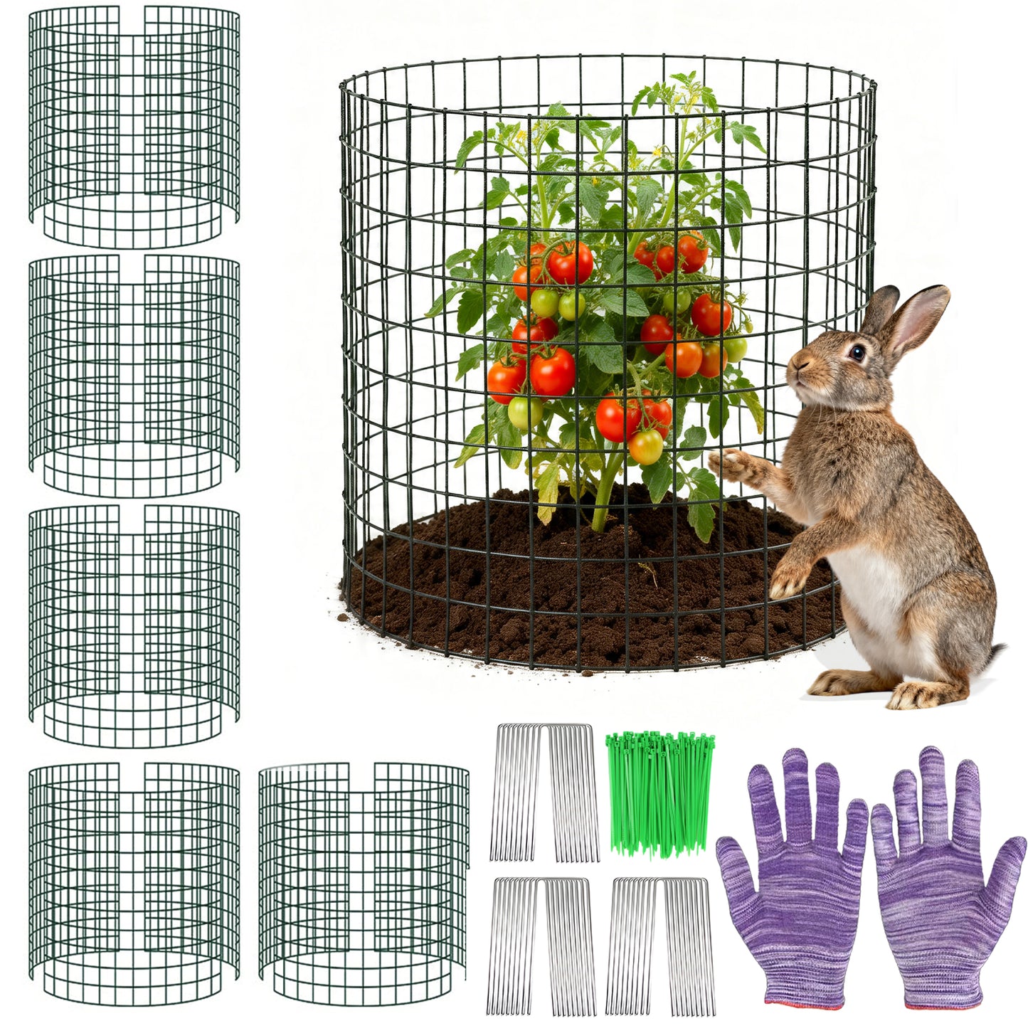 KORALAKIRI Plant Protector from Animals, Plant Cages for Outdoor Plants, Metal Wire Mesh Garden Protection Animal Barrier to Keep Flower Vegetables from Rabbit Chicken