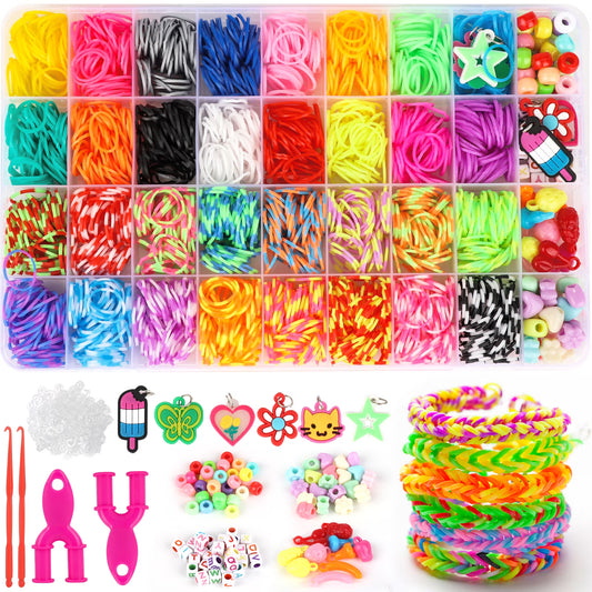 CandWuom 1800+ Rubber Bracelet Making Kit, Friendship Bracelets Making Kit,Gifts for Girls Ages 8-12