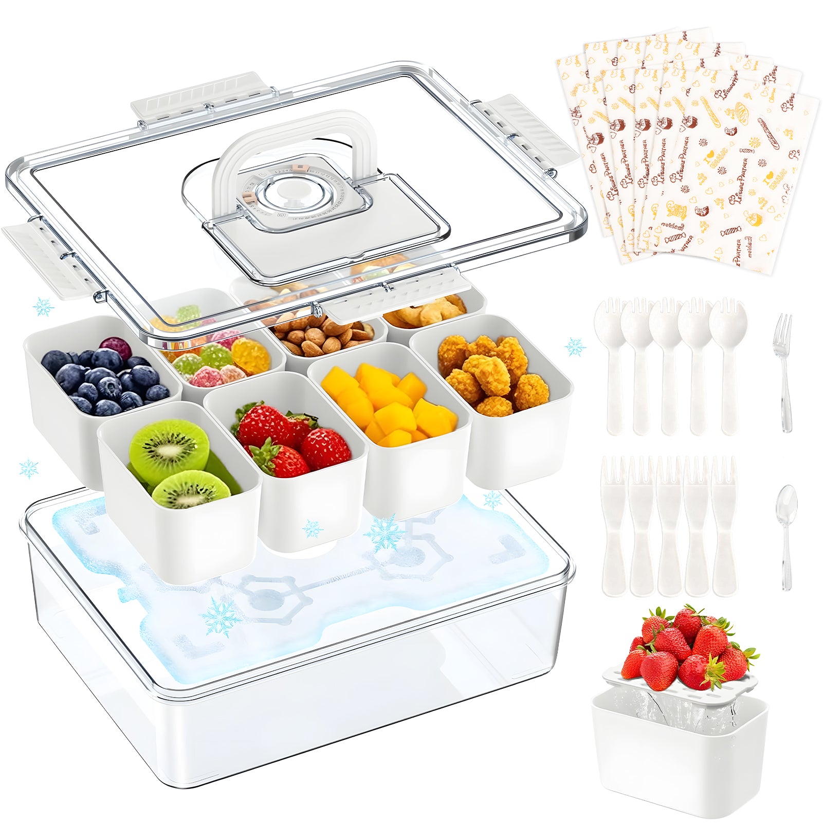 KORALAKIRI Snackle Box Container with Reusable Ice Pack, Snack Contain