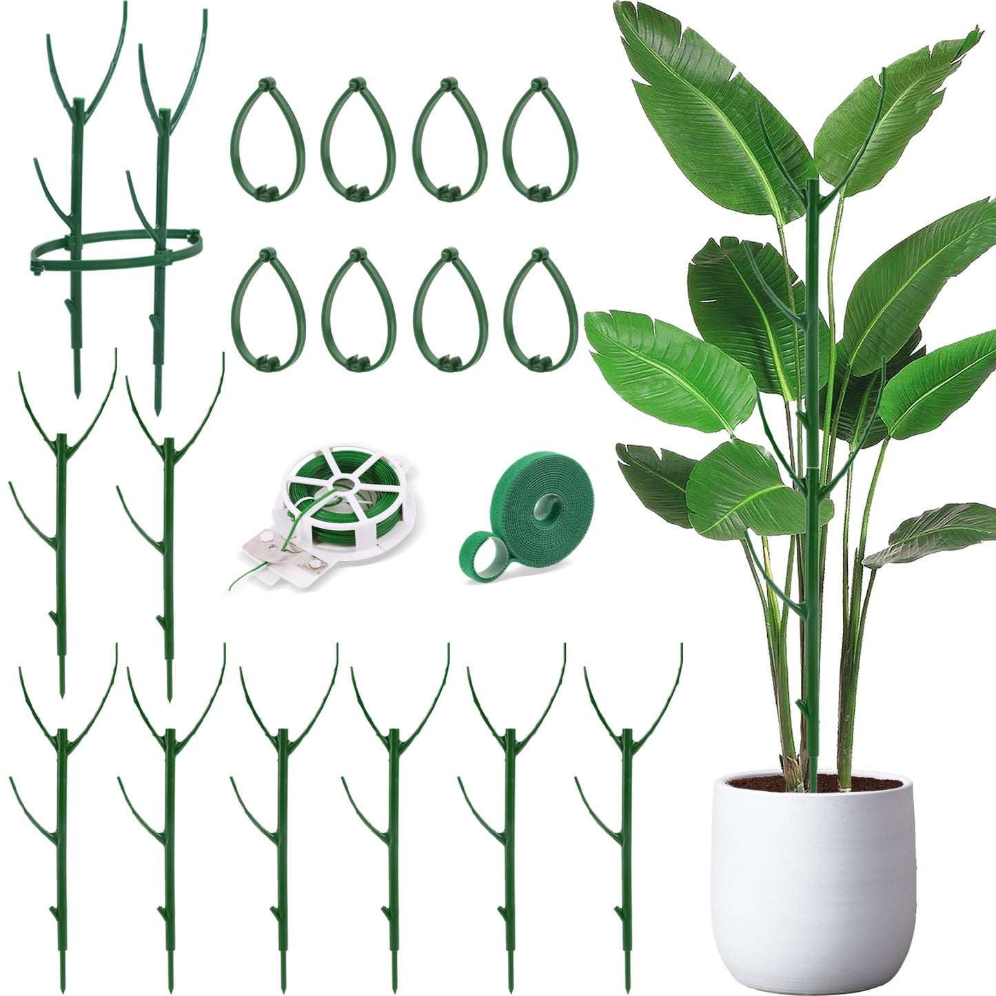 KORALAKIRI 10 Pack Stackable Plant Supports Stakes, Reusable Tall Sticks for Indoor Outdoor Potted Plants, Garden Trellis for Climbing Vining Plants, Monstera, Pothos