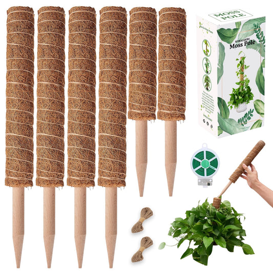 KORALAKIRI 16.5 in H Moss Pole Plant Stakes for Indoor Climbing Plants, with 11.8 in Stakes (6 Pack)