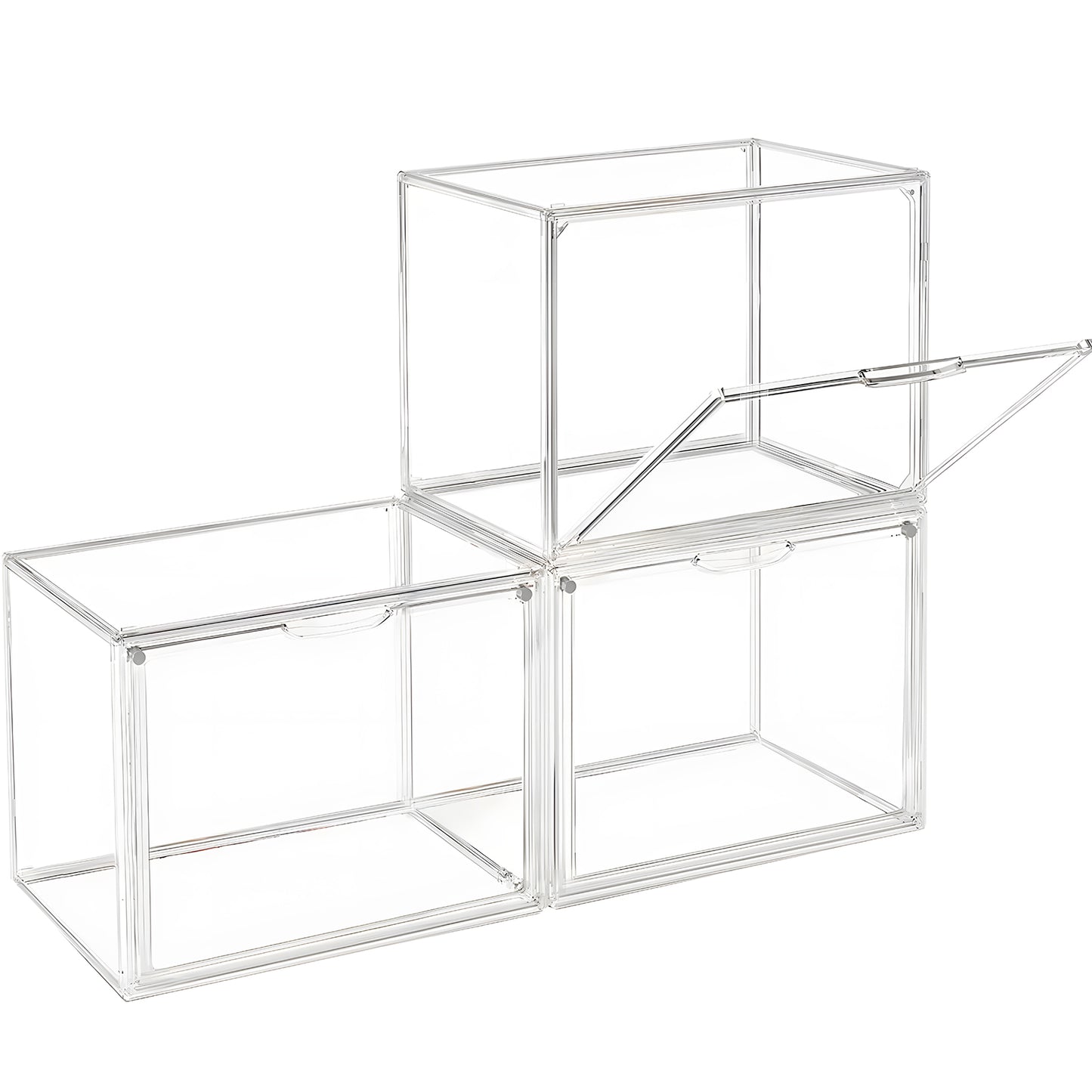 KORALAKIRI 3Pack Acrylic Display Case, Adjustable Plastic Figure Display Case for Collectible with Magnetic Door, Clear Stackable Box Showcase