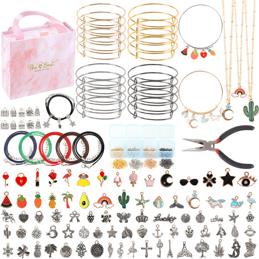 CandWuom Bangles Bracelets Making Kit, Jewelry Making Kit, Plier and Gift Box for Girls