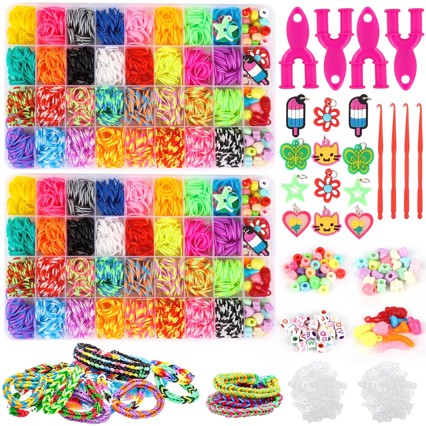 CandWuom 3600+ Rubber Bracelet Making Kit, Friendship Bracelets Making Kit,Gifts for Girls Ages 8-12