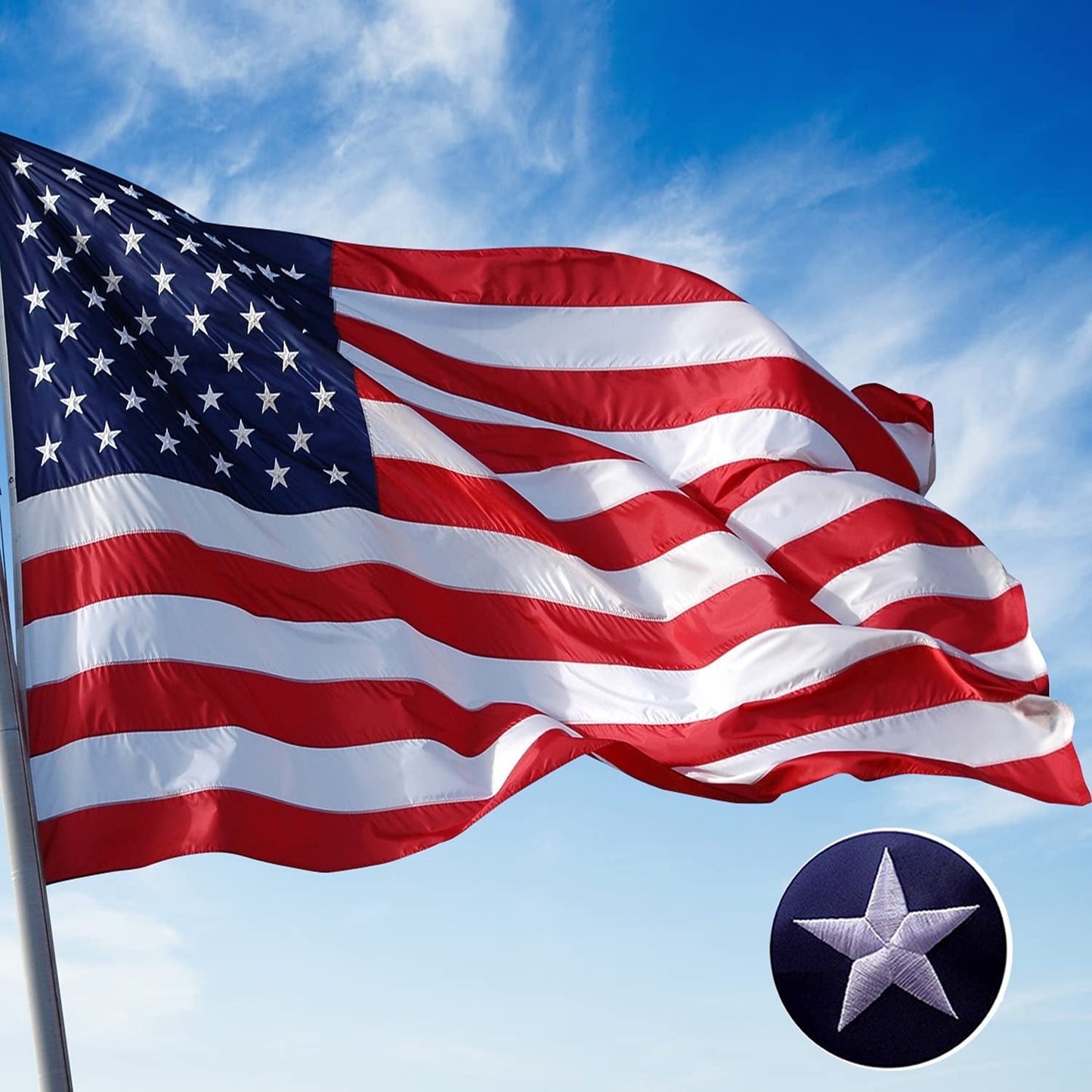 KORALAKIRI American Flag | 4x6 ft | 210D Nylon | American Flags for Outside, Heavy Duty US Flag 4x6 USA Flag Embroidered Stars for Outdoor