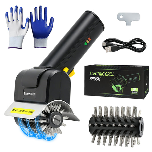 West Bay Electric Grill Brush for Outdoor Grill,600 RPM Cordless BBQ Grill Cleaner,Safe for Porcelain Cast Iron Stainless Steel,Type-C Rechargeable