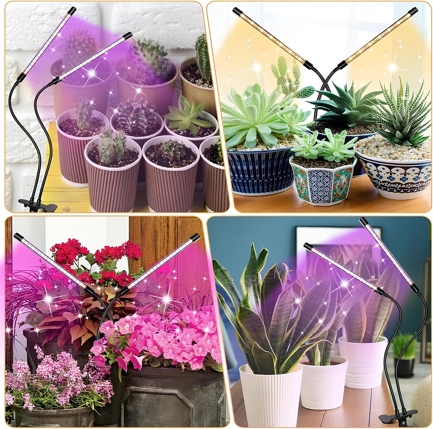 KORALAKIRI 2 Pack Grow Lights for Indoor Plant, Red Blue White Full Spectrum LED Plant Lights for Indoor Growing with Clamp for Seed Starting 2 Heads