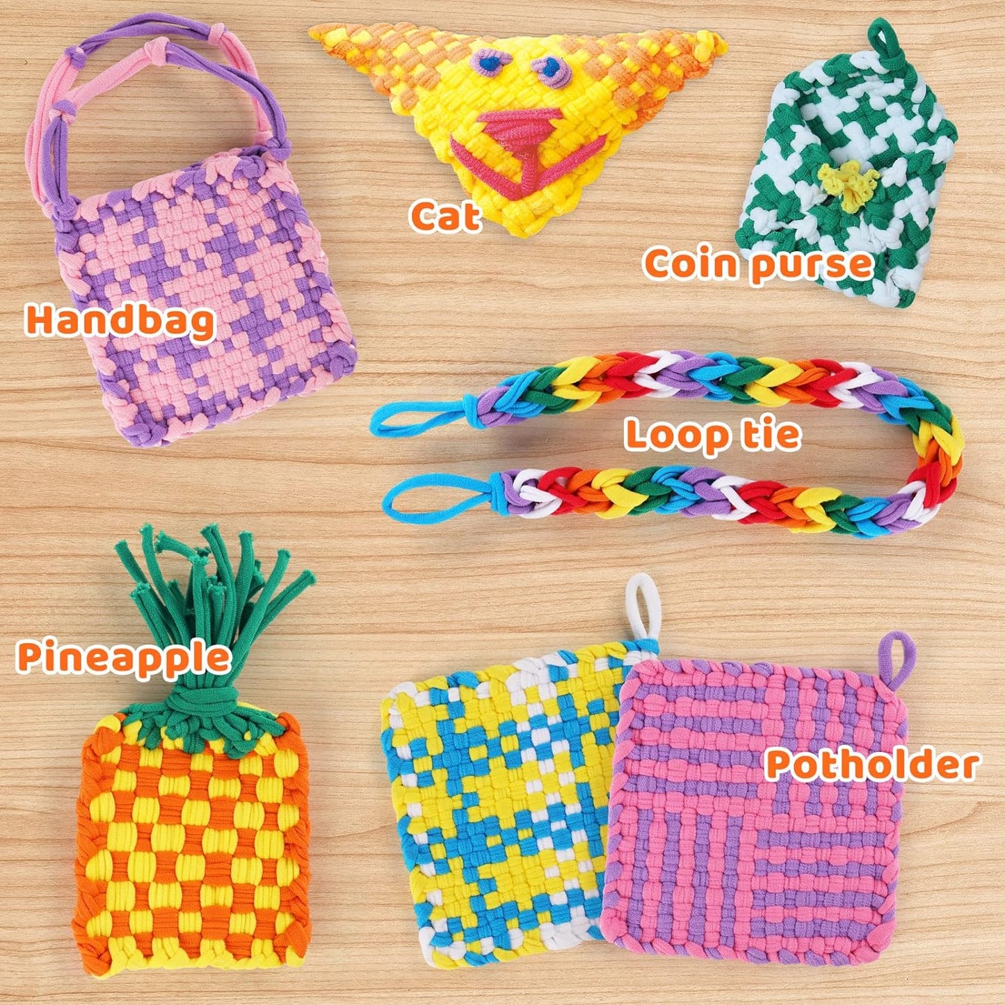 CandWuom Weaving Loom Kit Toys for Kids, Potholder Loops Crafts for Girls Ages 6 7 8 9 10 11 12, 7" Pot Holder Loom Knitting Kits and Gifts for Kids and Beginners