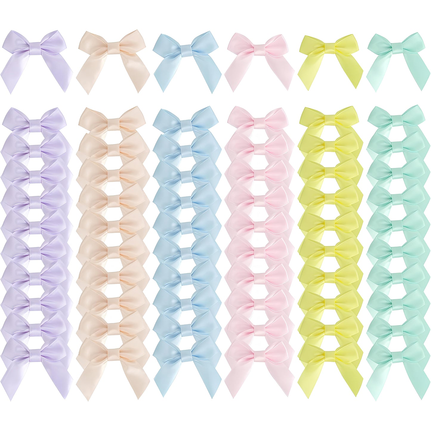 CandWuom 60 Pcs Pastel Satin Ribbon Bows 2.75 inch Self Adhesive Satin Bows for Gift Wrapping Premade Satin Bows with Double-Sided Tape