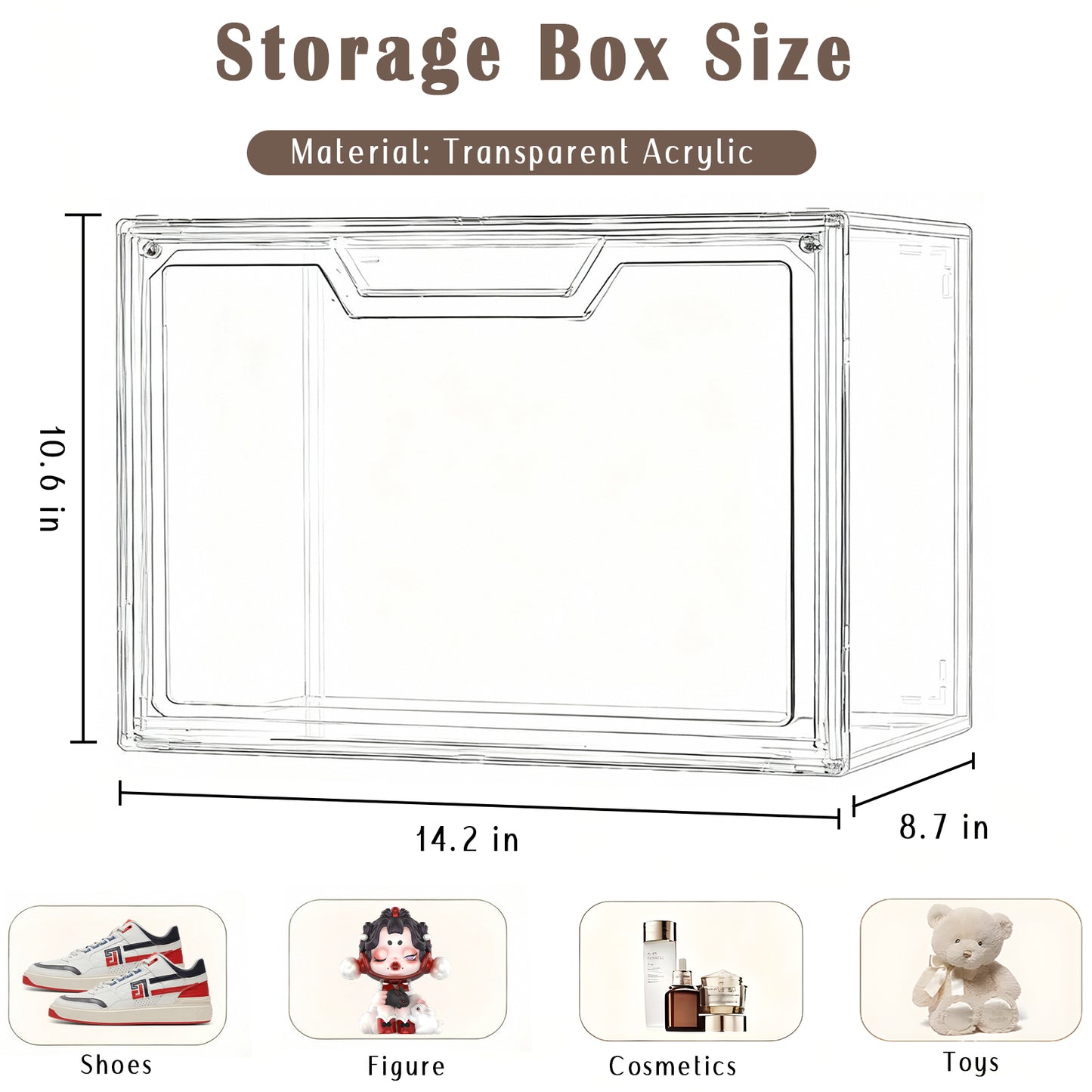 KORALAKIRI 3Pack Acrylic Display Case, Adjustable Plastic Figure Display Case for Collectible with Magnetic Door, Clear Stackable Box Showcase