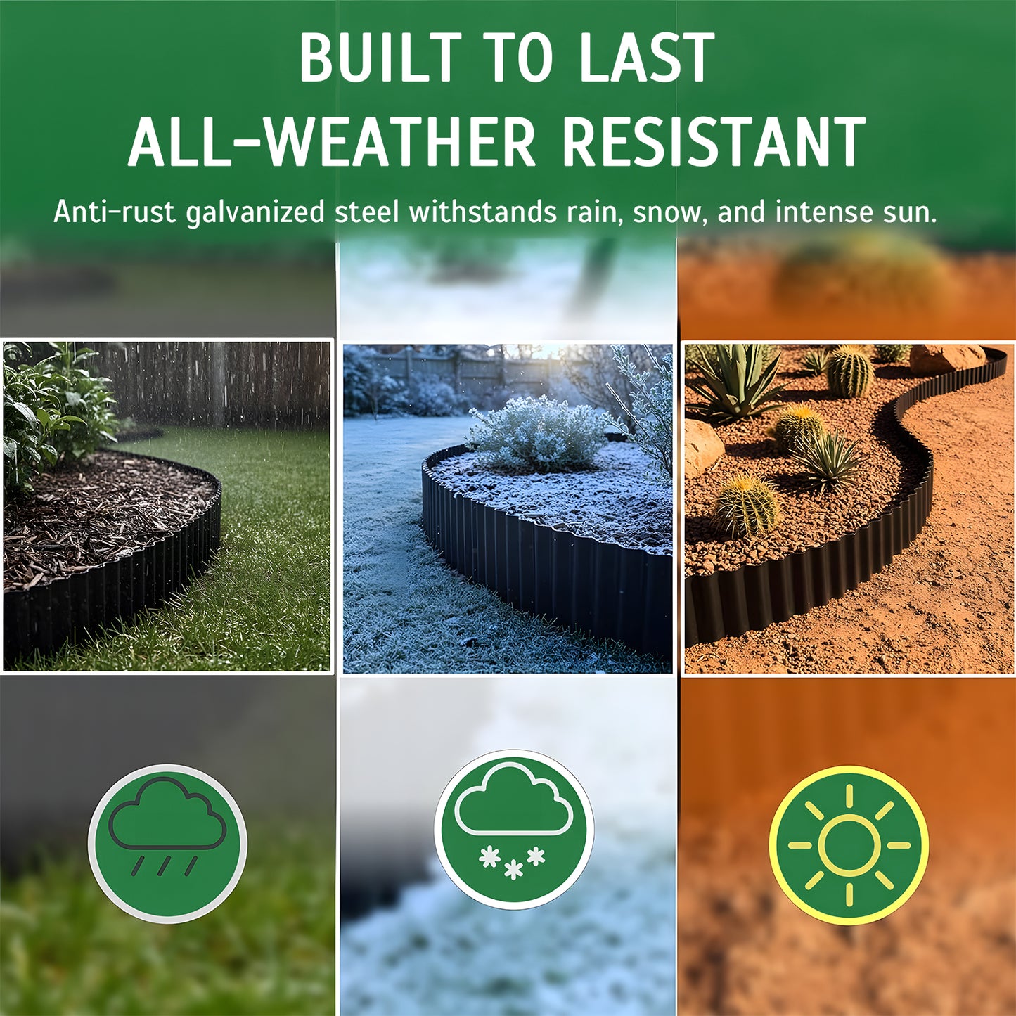 6 inch × 40 feet Corrugated Metal Garden Edging, Black Landscape Edging Border, Flexible & Rust-Resistant, Easy to Install for DIY Lawn, Flower Bed, Gardens Fence