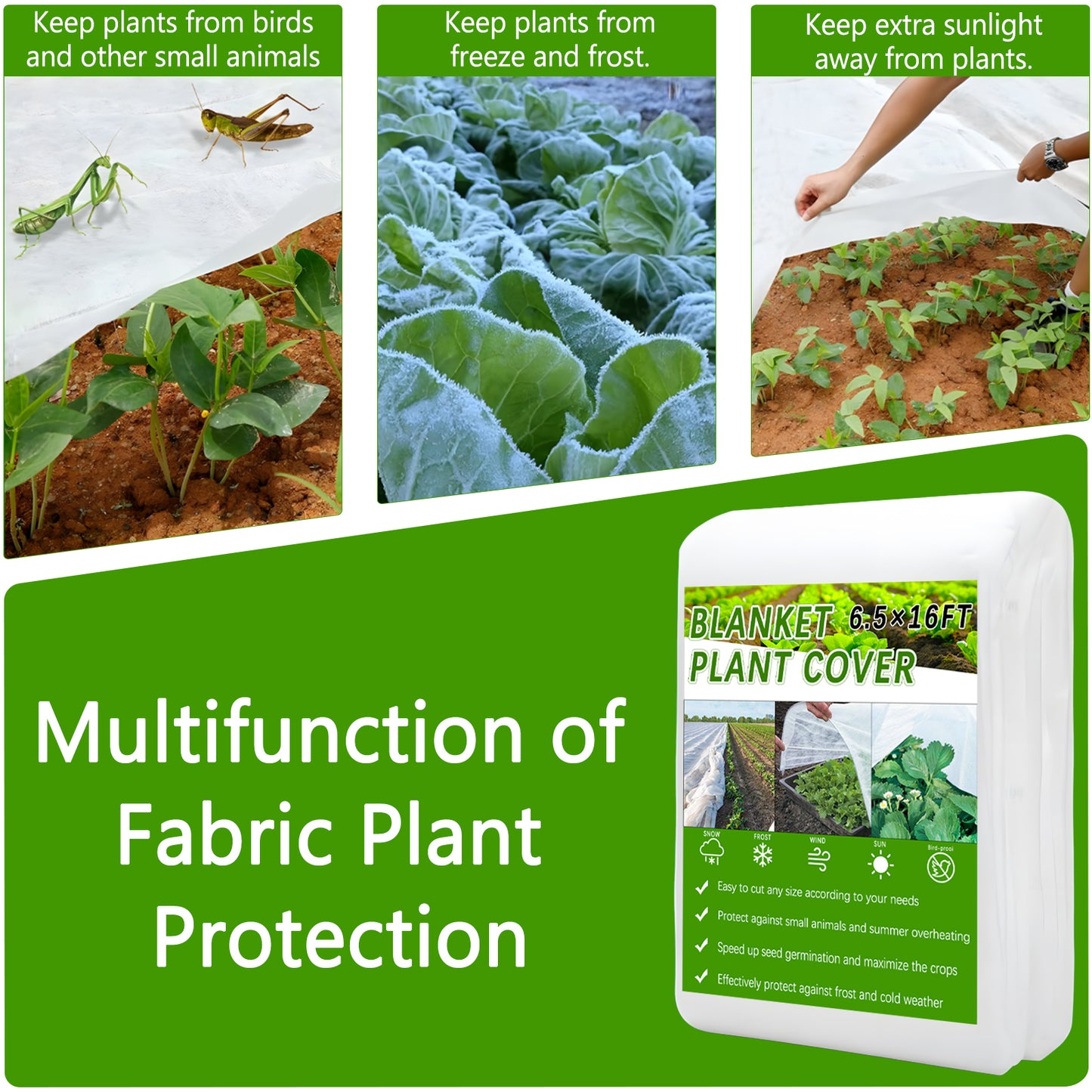 KORALAKIRI Plant Covers Freeze Protection, 6.5x16FT Frost Cloth Plant Freeze Protection, Reusable Winter Floating Row Covers for Raised Beds Vegetables Insect