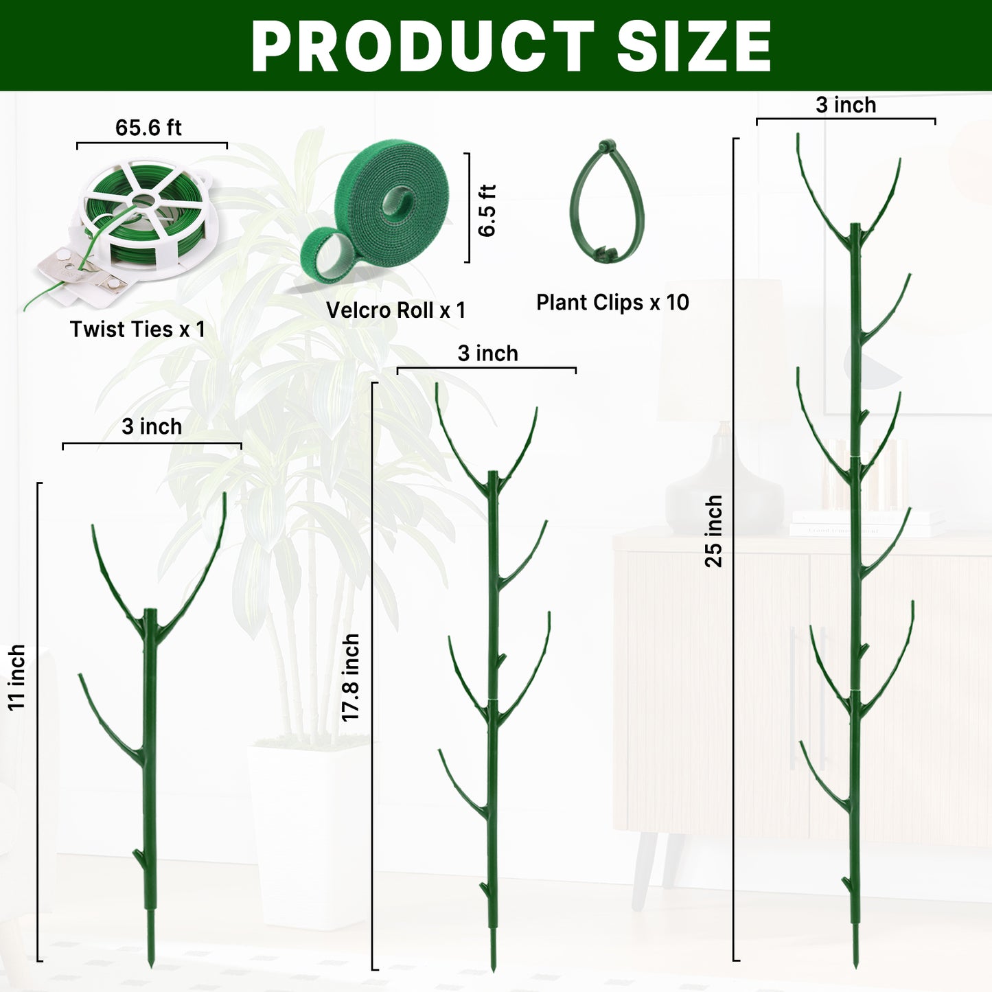 KORALAKIRI 10 Pack Stackable Plant Supports Stakes, Reusable Tall Sticks for Indoor Outdoor Potted Plants, Garden Trellis for Climbing Vining Plants, Monstera, Pothos