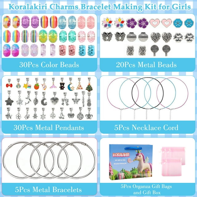 CandWuom Charms Bracelet Making Kit for Girls, Jewelry Making Kit Toys for Teen Girls Birthday Gifts, Crafts for Girls Ages 8-12