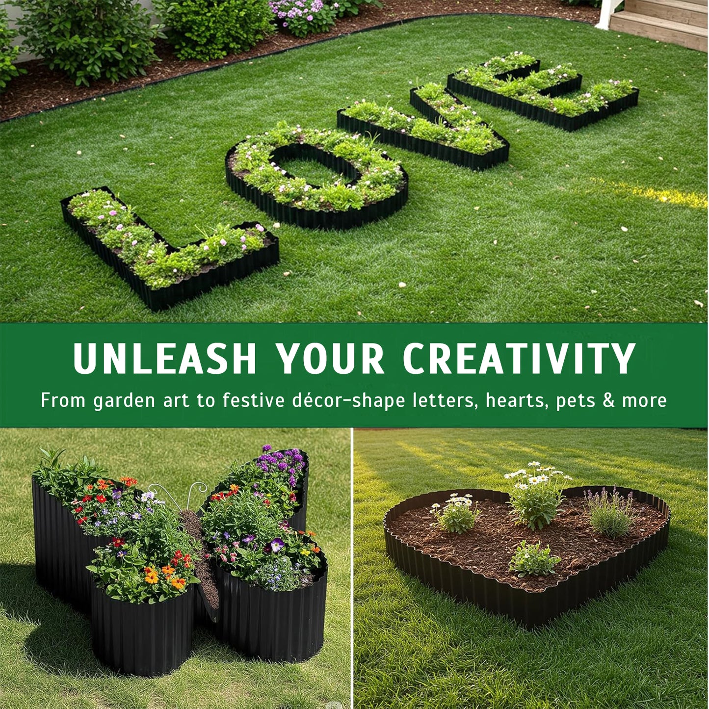 6 inch × 40 feet Corrugated Metal Garden Edging, Black Landscape Edging Border, Flexible & Rust-Resistant, Easy to Install for DIY Lawn, Flower Bed, Gardens Fence