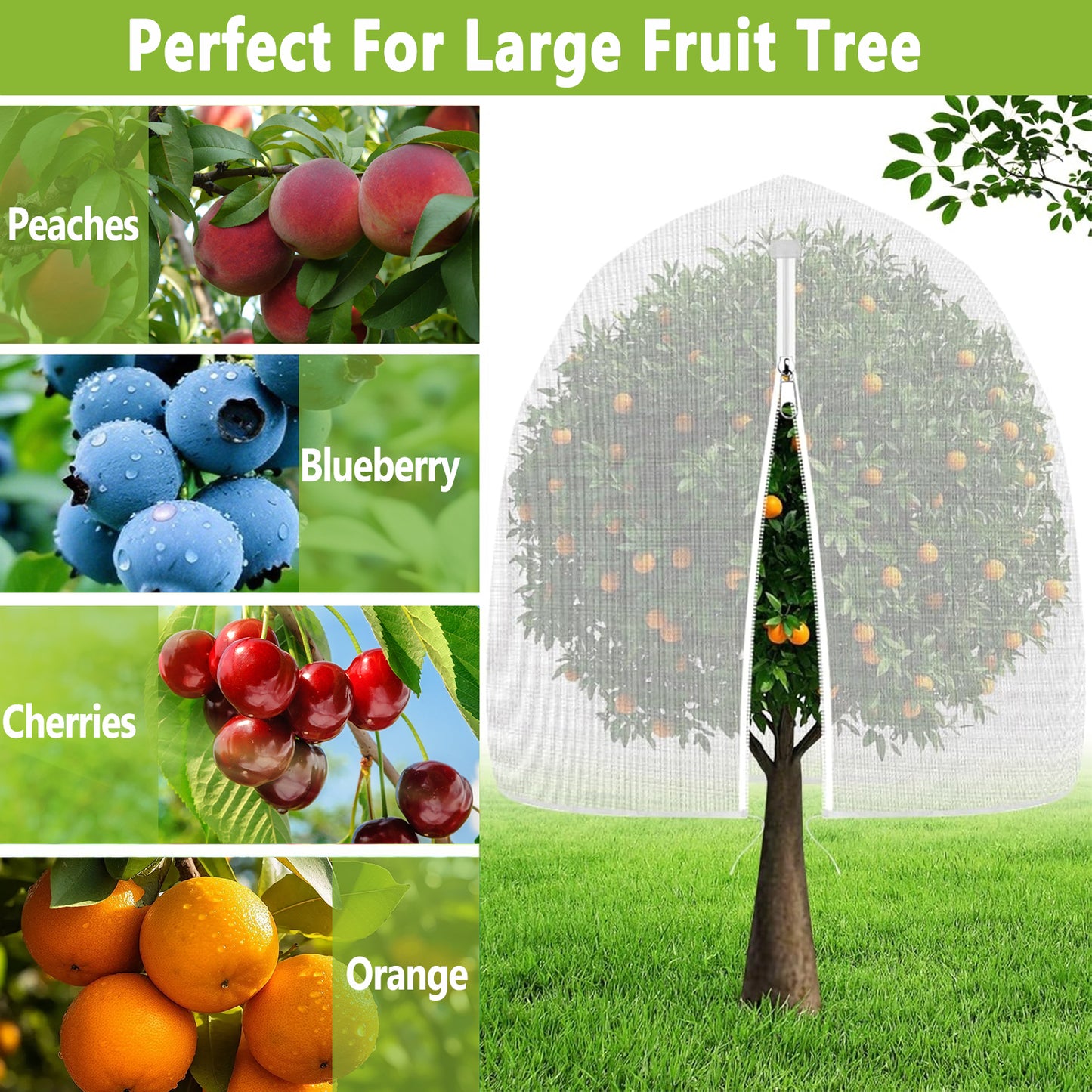 KORALAKIRI 4 Pack Garden Mesh Netting with Zipper,5Ft x 4 Ft Plants Cover Protection from Anti Birds,Bugs,Cicadas,and Insects-Pest Barrier Bag