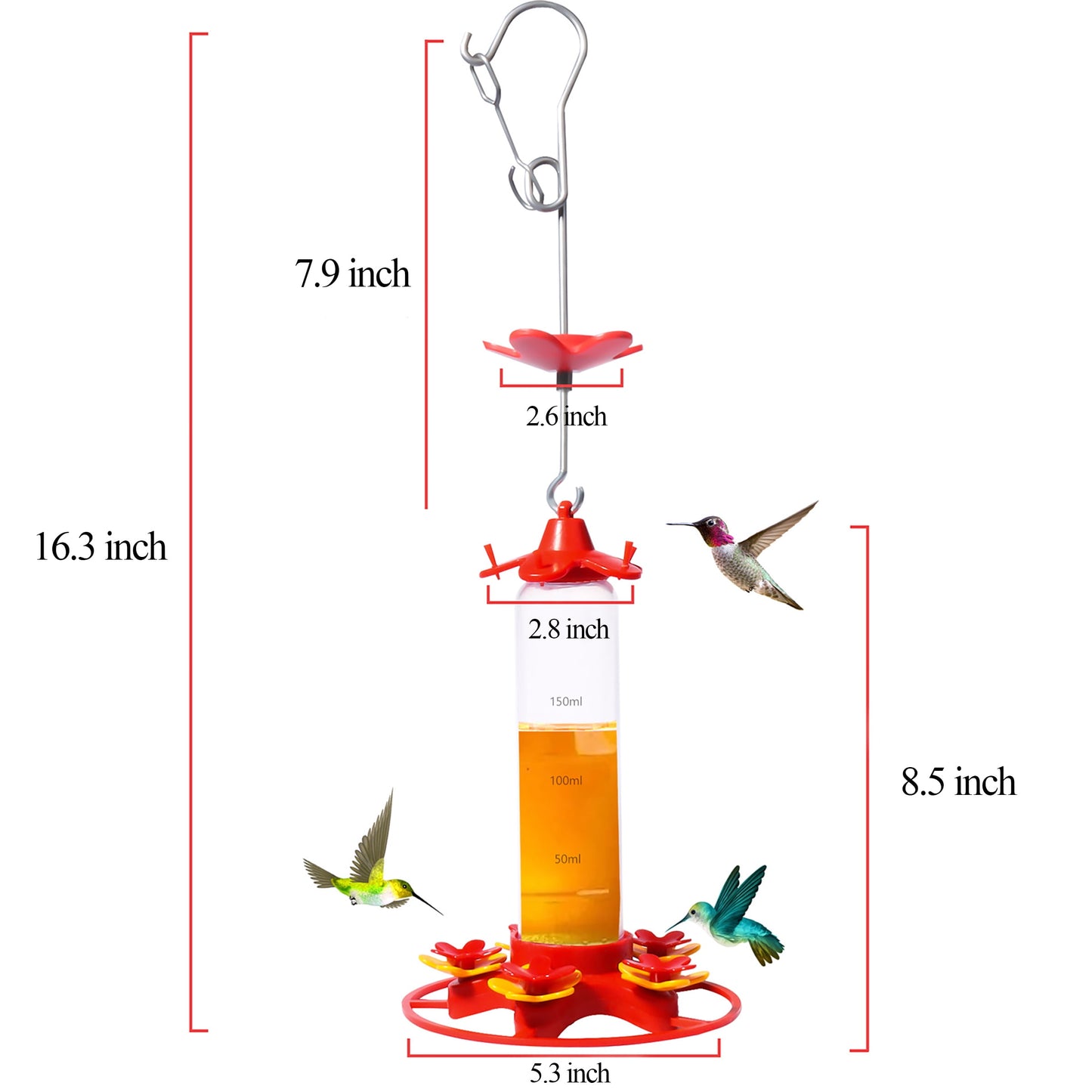 KORALAKIRI Hummingbird Feeders, Hummingbird Feeder for Outdoors Hanging ant and Bee Proof, Plastic Humming Birds Feeders for Outside