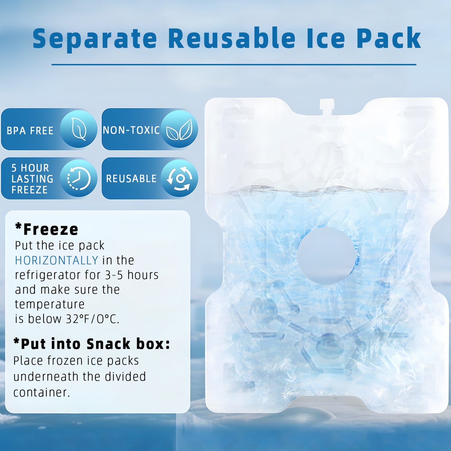 KORALAKIRI Snackle Box Container with Reusable Ice Pack, Snack Containers with 8 Divided Compartment Serving Tray & Drain Trays for Picnics, parties, Beach & Trip