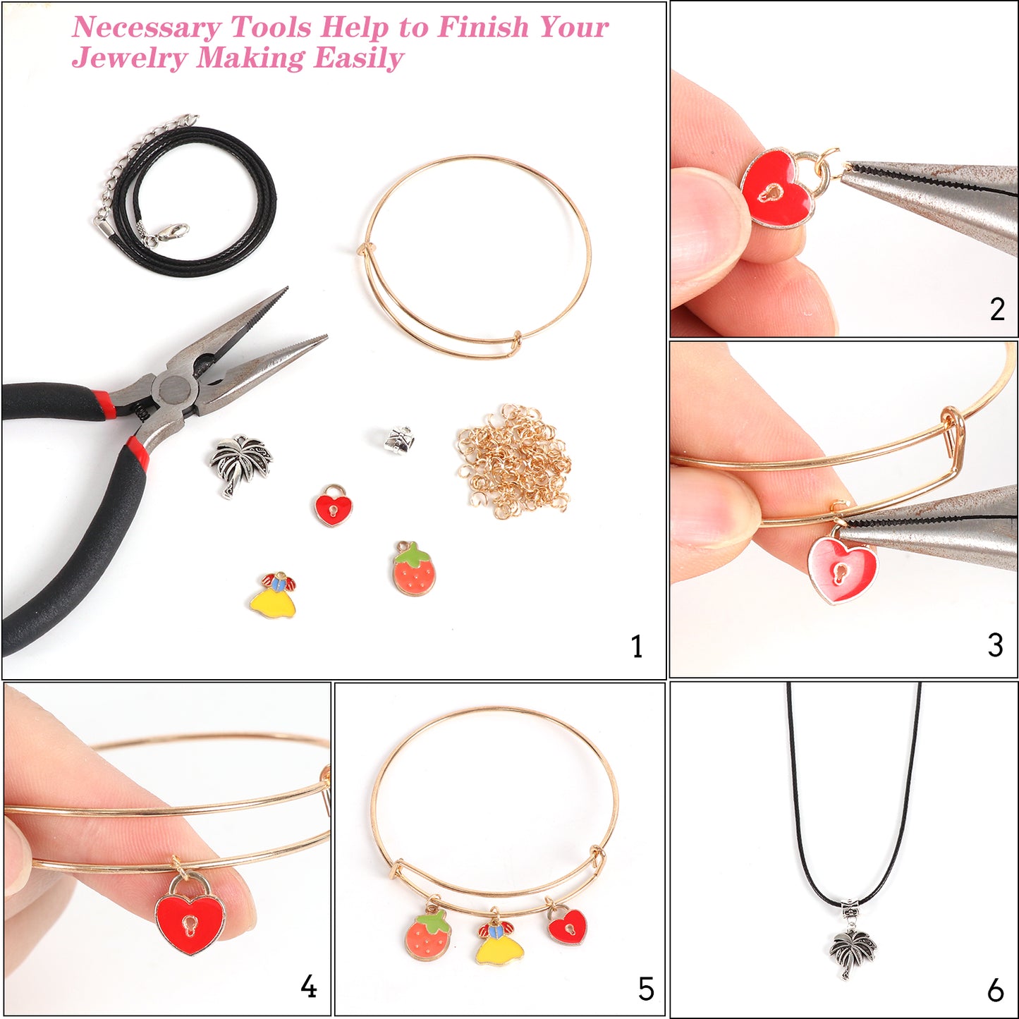 CandWuom Bangles Bracelets Making Kit, Jewelry Making Kit, Plier and Gift Box for Girls