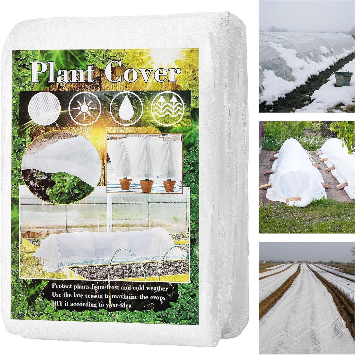 KORALAKIRI Plant Covers Freeze Protection, 10x33FT Reusable Thickened Winter Floating Row Covers, Frost Cloth Blanket Shade Cloth Garden Fabric for Raised Beds Vegetables Insect